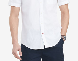 Camisa texturizada Tommy Hilfiger masculina, tamanho grande e alto, corte clássico, Porter, branca, tamanho 3X