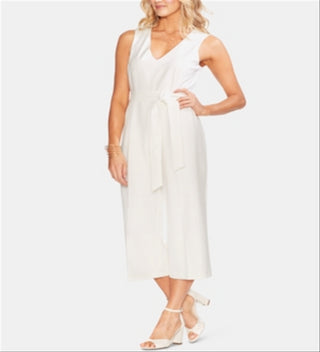 Macacão elegante feminino Vince Camuto com decote em V, branco, tamanho 14