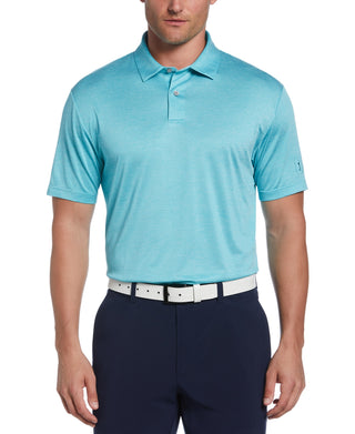 Camisa polo de golfe com textura de tinta espacial masculina PGA Tour, azul, tamanho médio
