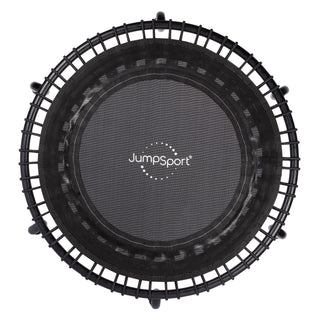 Trampolim de fitness leve para ambientes internos JumpSport 350 de 39", preto com estrutura branca