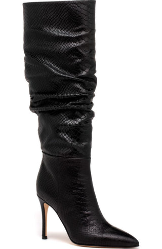 Bota Pam Slouch bico fino BEAUTISOLES em Anaconda Midnight Navy, tamanho 7