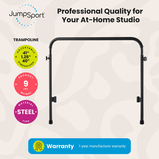 Acessório de guidão JumpSport para trampolins de fitness com pernas arqueadas de 44 polegadas, preto