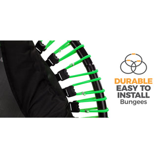 LEAPS & REBOUNDS Mini trampolim fitness de 48 polegadas e rebounder com elástico de segurança, equipamento de ginástica para exercícios cardiovasculares e exercícios – Verde