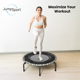 JumpSport 250 Workout Rebounder para adultos, mini trampolim fitness de 39", branco