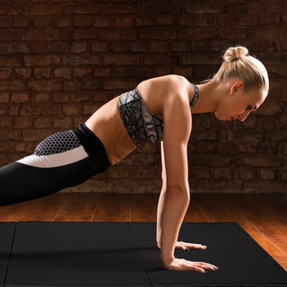 Tapete de ginástica dobrável com 3 painéis BalanceFrom Fitness GoGym 6'x2'x1,5" preto