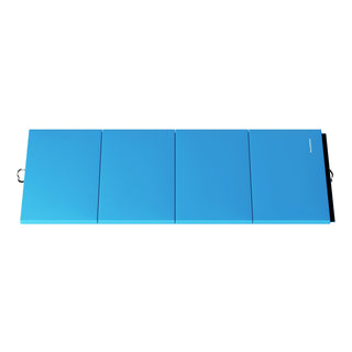 Tapete de ginástica dobrável BalanceFrom Fitness com trave de equilíbrio secional no chão, azul