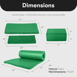 Conjunto de ioga BalanceFrom Fitness com 7 peças, tapete, faixa elástica e joelheira, verde