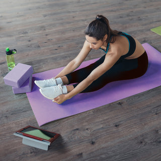Conjunto de ioga BalanceFrom Fitness com 7 peças, tapete, faixa elástica e joelheira, roxo