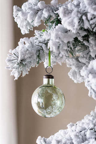Set of 12 Elegant Green Glass Christmas Bauble – Classic Holiday Décor