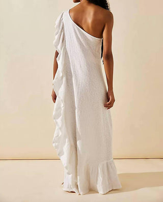 Free People - Vestido Elisa Cotton com babados e um ombro só
