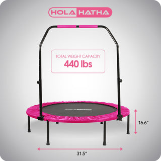 HolaHatha Mini Trampolim Fitness Rebounder de 40" com Alça Ajustável, Rosa