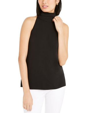 Blusa feminina Alfani gola alta sem mangas preta tamanho X-S