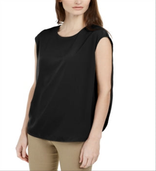 Top Alfani Feminino com Costas Invertidas e Pétalas, Preto, Tamanho Médio