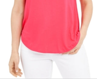 Camiseta feminina Alfani de malha com decote em V, rosa, tamanho extragrande