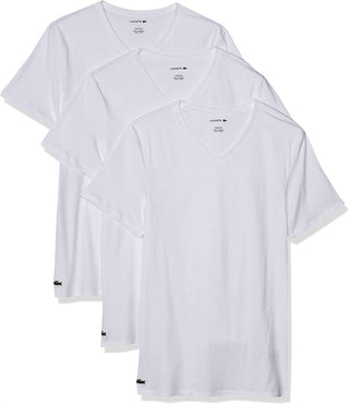 Lacoste - Camisetas Masculinas Slim Fit com Gola V - Pacote com 3