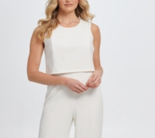 Macacão feminino DKNY com ilhós e detalhes laterais, branco, tamanho 4