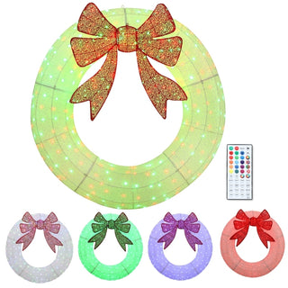 60-Inch Lighted Christmas Wreath with Remote & Dual-Color LEDs – Festive Holiday Decor