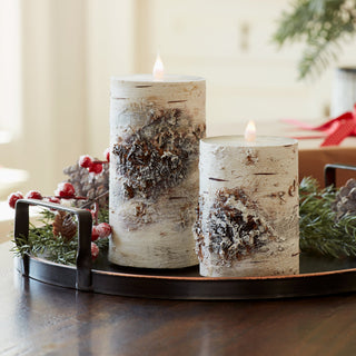 LED Birch Designer Candle with Remote 7"H