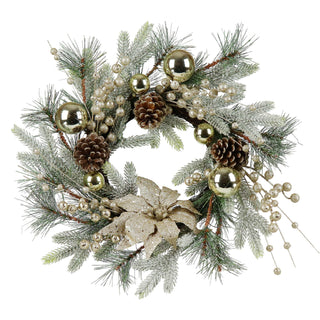 20-Inch Pre-Lit Christmas Wreath with 8 Lighting Modes – Festive Holiday Decor