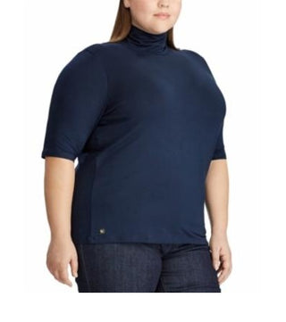 Blusa Ralph Lauren Feminina Manga Curta Gola Alta Azul Tamanho 2X