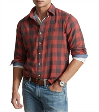 Camisa Ralph Lauren Masculina Classic Fit Xadrez Dupla Face Vermelha Tamanho X-G