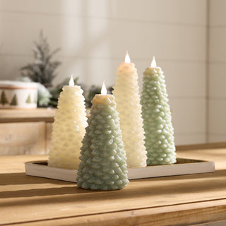 Glittered Pine Tree Candle 10"H