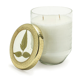White Currant Scented Soy Candle with Pressed Floral Lid 5"D