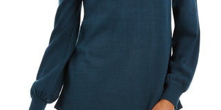 Suéter feminino estilo & co com decote careca e abertura em azul escuro, tamanho XX-G