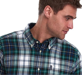 Camisa xadrez masculina Barbour Highland, verde, tamanho médio