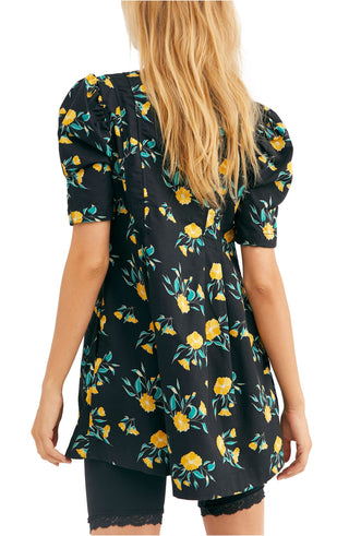 Túnica feminina Adelle com estampa floral, preta, tamanho médio, Free People