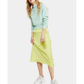 Saia de cetim com corte enviesado Normani da Free People para mulheres, verde, tamanho 6
