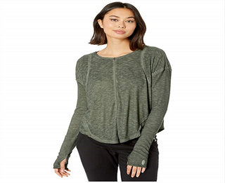 Camiseta manga longa Lay up do Movimento Feminino Free People, tamanho grande, verde