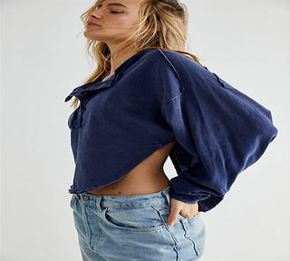 Free People Melodi Henley Azul Masculino Tamanho X-Grande