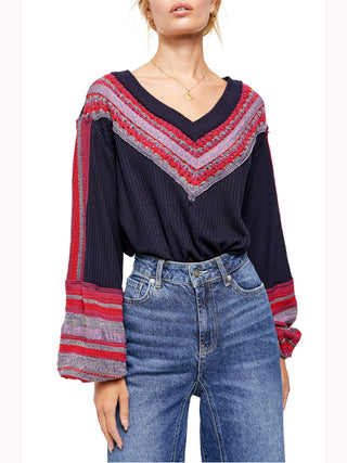 Suéter térmico feminino Copenhagen da Free People, azul, tamanho médio