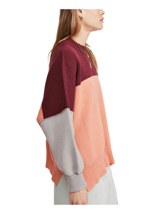 Camiseta feminina Free People com manga comprida e gola redonda, tamanho P, laranja
