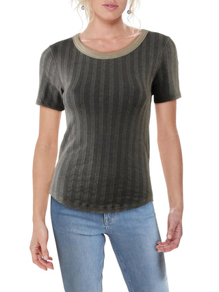 Camiseta feminina listrada Escape Knit da Free People, preta, tamanho XS