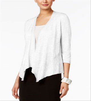 Cardigan feminino Alfani de linho aberto na frente, tamanho PP, branco