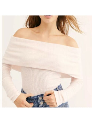 Camiseta feminina manga longa Free People, rosa, tamanho grande