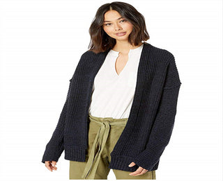 Cardigans abertos femininos Free People High Hopes Open Cardigan preto tamanho grande