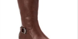 Botas femininas Alfani Kallumm de couro sintético, cano alto, marrom, tamanho 6 M