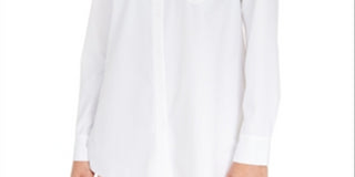 Blusa feminina Alfani de malha com manga comprida e botões na frente, branca, tamanho pequeno P