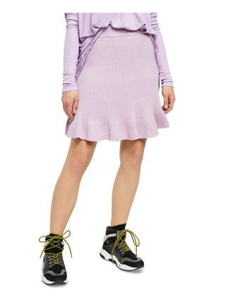 Saia feminina canelada com babados e acabamento roxo, tamanho médio, da Free People