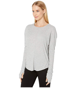 Camiseta feminina Free People Lay Up, cinza, tamanho grande