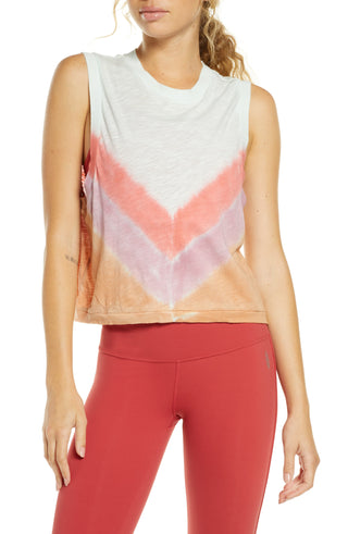 Camiseta regata feminina Chevron Tie Dye Ombre Love da Free People, azul, tamanho médio