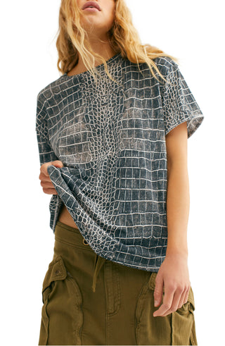 Camiseta Tricou Estampada Clarity Feminina Free People Cinza Tamanho Médio