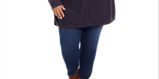 Suéter túnica feminino com costura frontal plus size preto, tamanho 3X