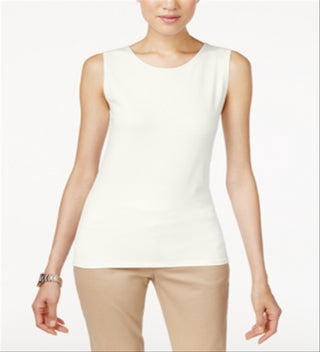 Blusa regata feminina Alfani de gola alta, branca, tamanho pequeno e pequeno