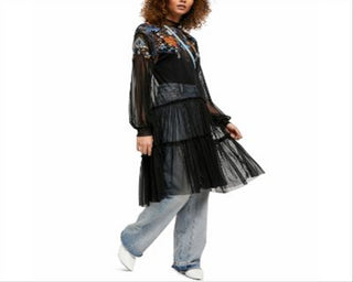 Top longo Sheer Delight feminino da Free People, preto, tamanho GG