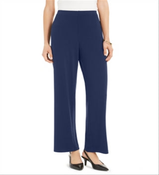 Calça Alfani Feminina Cintura Alta Elástica Perna Reta Azul Tamanho Médio