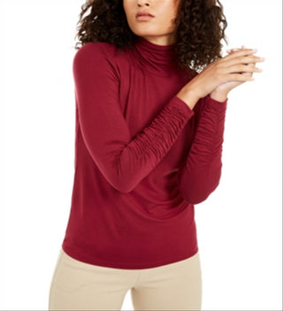 Blusa de malha franzida feminina Alfani, vermelha, tamanho XX-G